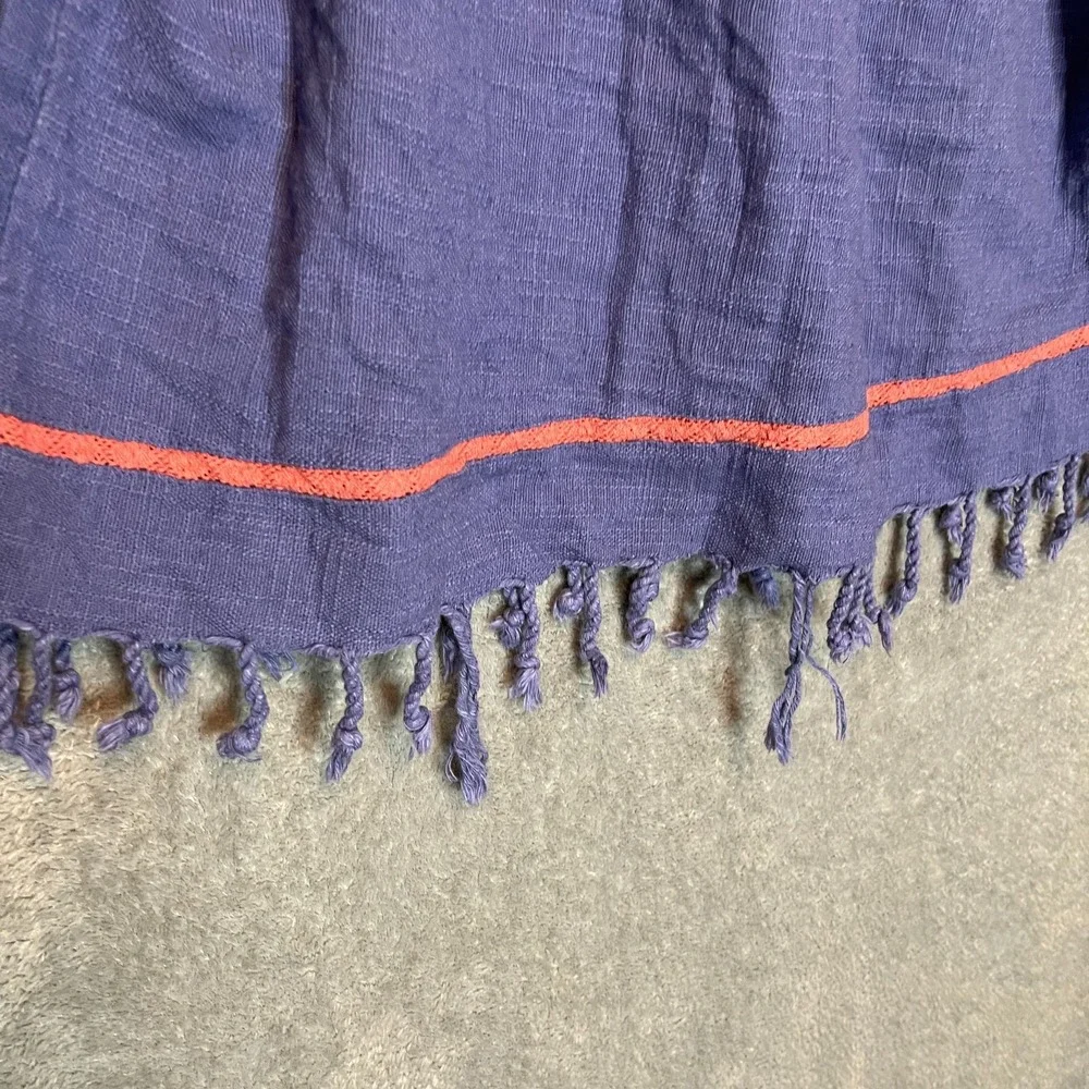 Rocks Indigo Women Boho Peasant Top M Festival Boxy Cropped Tasseled Fringe - Picture 4 of 12